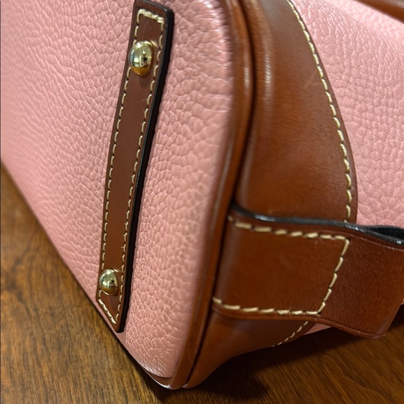 Dooney & Bourke Pink and Brown AWL Zip Zip Satchel with Gold Hardware - Picture 5 of 9